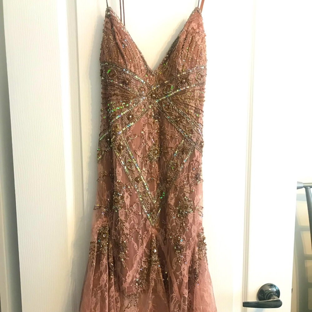 BNWT beaded Sue Wong halter cocktail dress